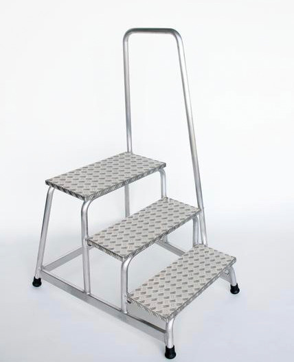 Arbeitsplattform aus Aluminium, mit Handlauf, starr, 3 Stufen, mit rutschfesten Kunststoffschuhen
