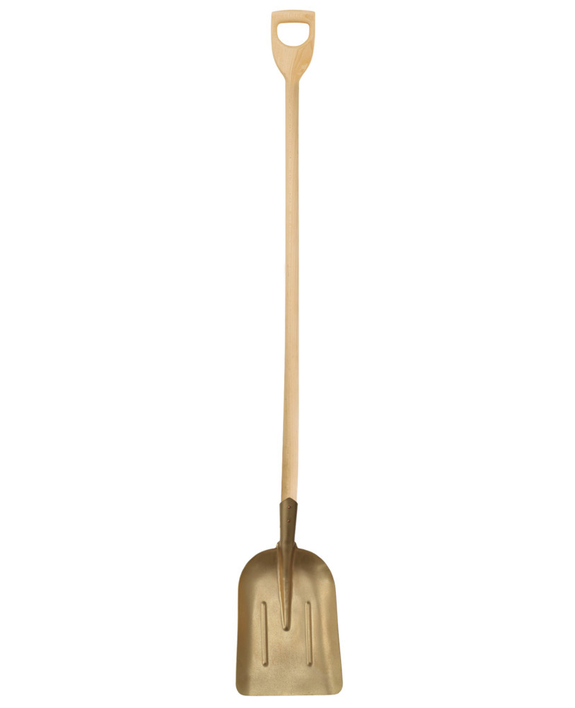 Ballast shovel with D handle, 280 x 380 x 1150 mm, special bronze, spark-free, for Ex zones