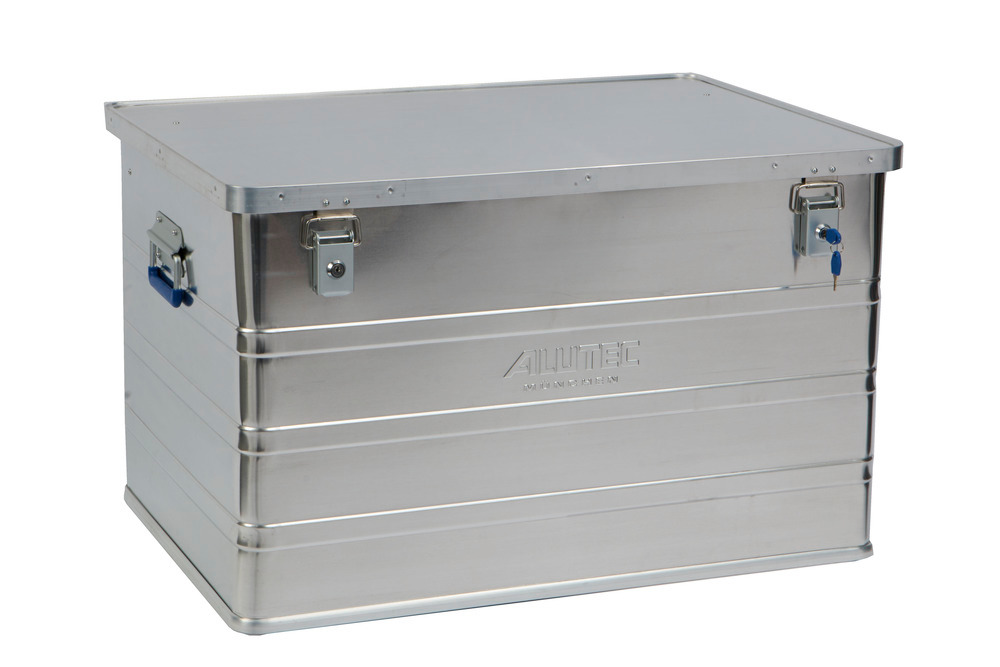 Caja de aluminio Classic, sin esquinas para apilado, volumen de 186 litros