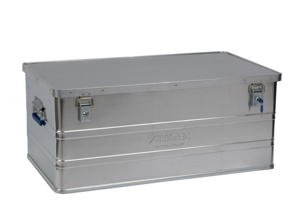 Caja de aluminio Classic, sin esquinas para apilado, volumen de 142 litros