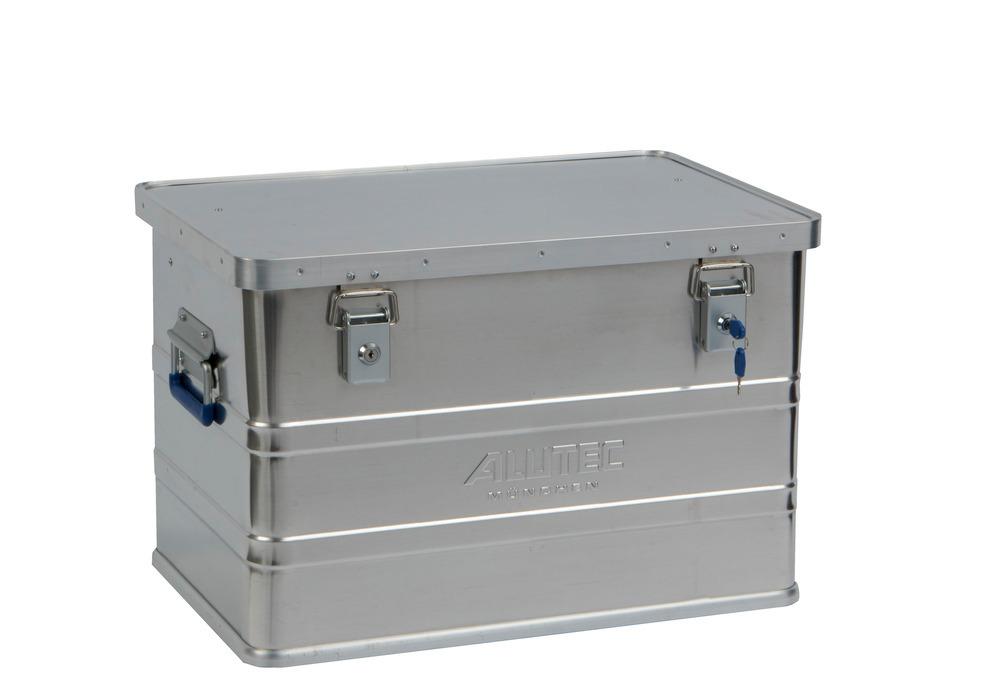 Caja de aluminio Classic, sin esquinas para apilado, volumen de 68 litros