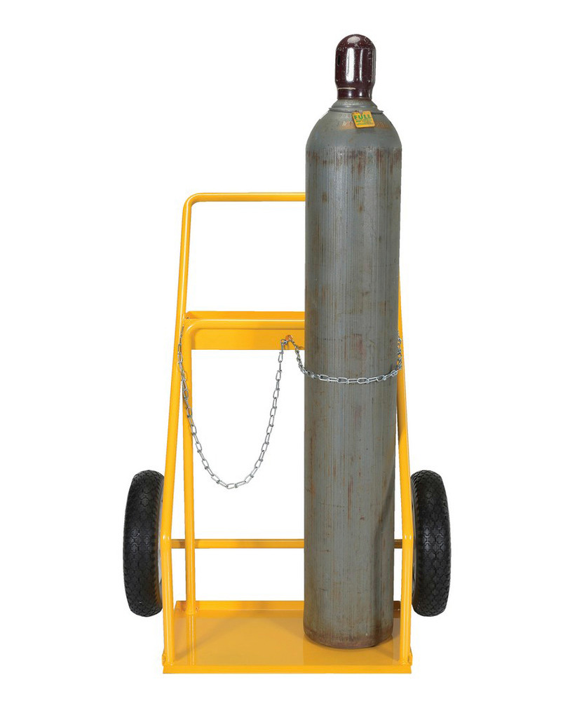 Cylinder Tilt Back Hand Truck - 250 Lbs - Yellow - 2 Cylinder Capacity