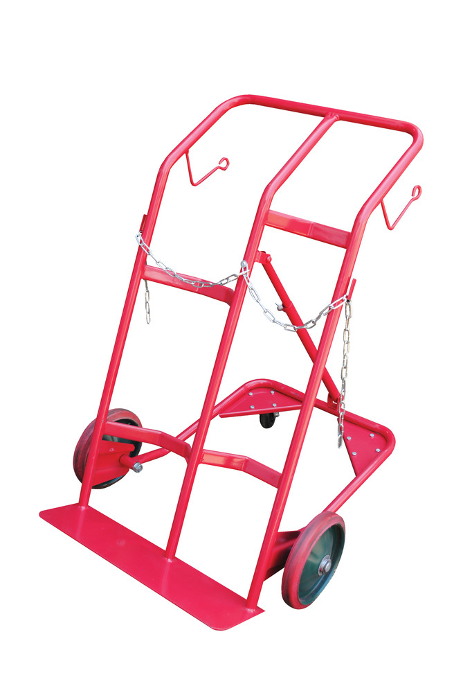 Double Gas Cylinder Cart with tilt-back swivel casters
