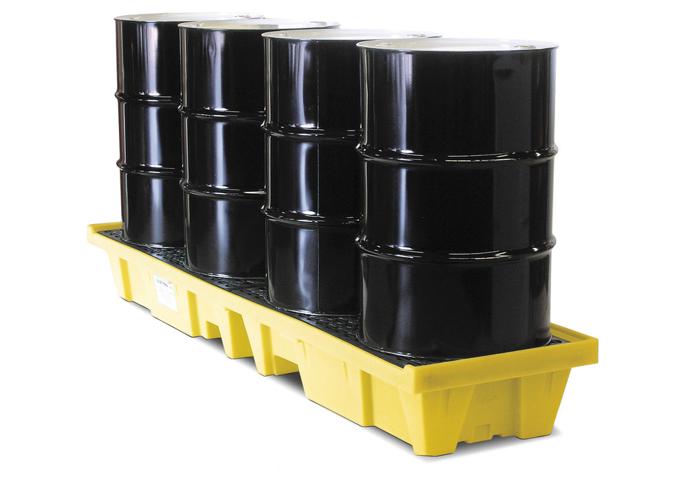 Spill Pallet for 4 Drums Inline, available with or without Drain