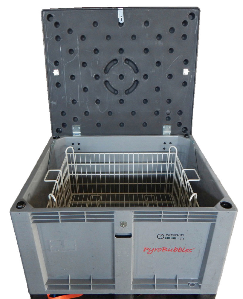 Lithium-ion battery transport box in PE, 299 l, M-Box 2 Advanced, filling PyroBubbles®