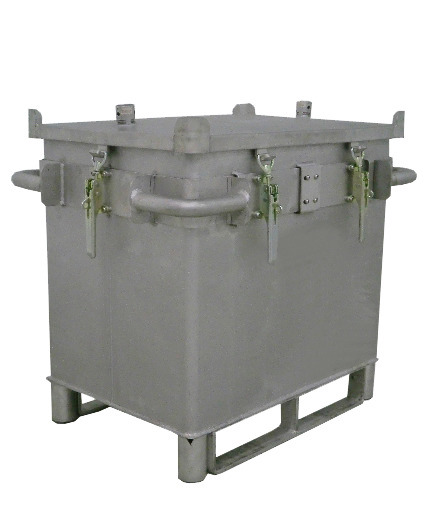 Transportboks S-Box X1 til litium-ion-batterier, rustfritt stål, 187 liter, fyllstoff PyroBubbles®