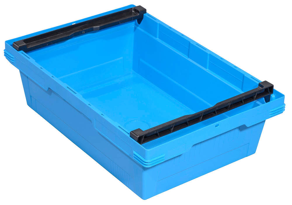 Genanvendelig stabelbeholder classic-line D, plastskinne til stabling, 600x400x173mm, blå, 3 stk.
