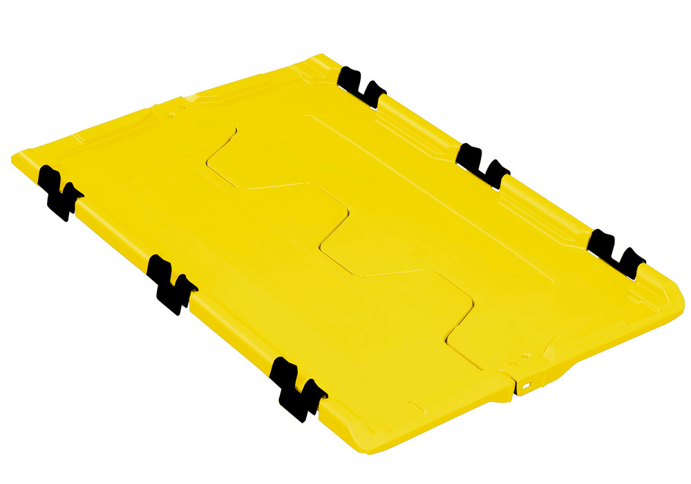 Tapa abatible para cont.apilable poliv. classic-line D, 610 x 400 x 40 mm, amarillo, pack = 2 ud.
