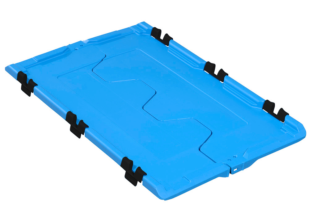 Tapa abatible para cont.apilable poliv. classic-line D, 610 x 400 x 40 mm, azul, pack = 2 ud.