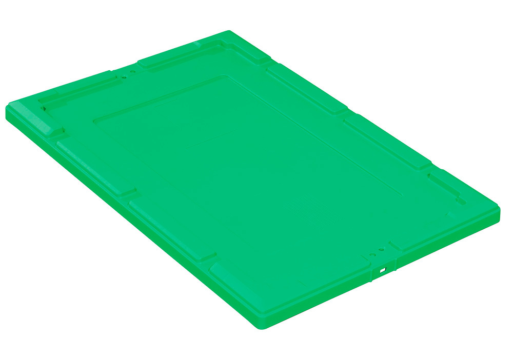 Snap-on lid for reusable stacking container classic-line D, 610 x 410 x 35 mm, green, Pack = 2 pcs