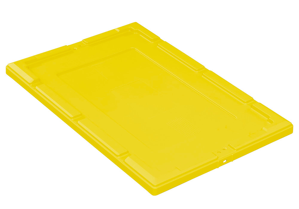 Snap-on lid for reusable stacking container classic-line D, 610 x 410 x 35 mm, yellow, Pack = 2 pcs