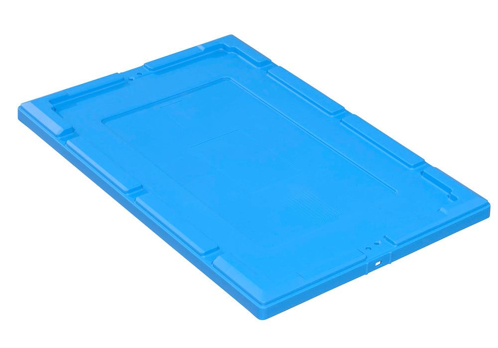 Snap-on lid for reusable stacking container classic-line D, 610 x 410 x 35 mm, blue, Pack = 2 pcs