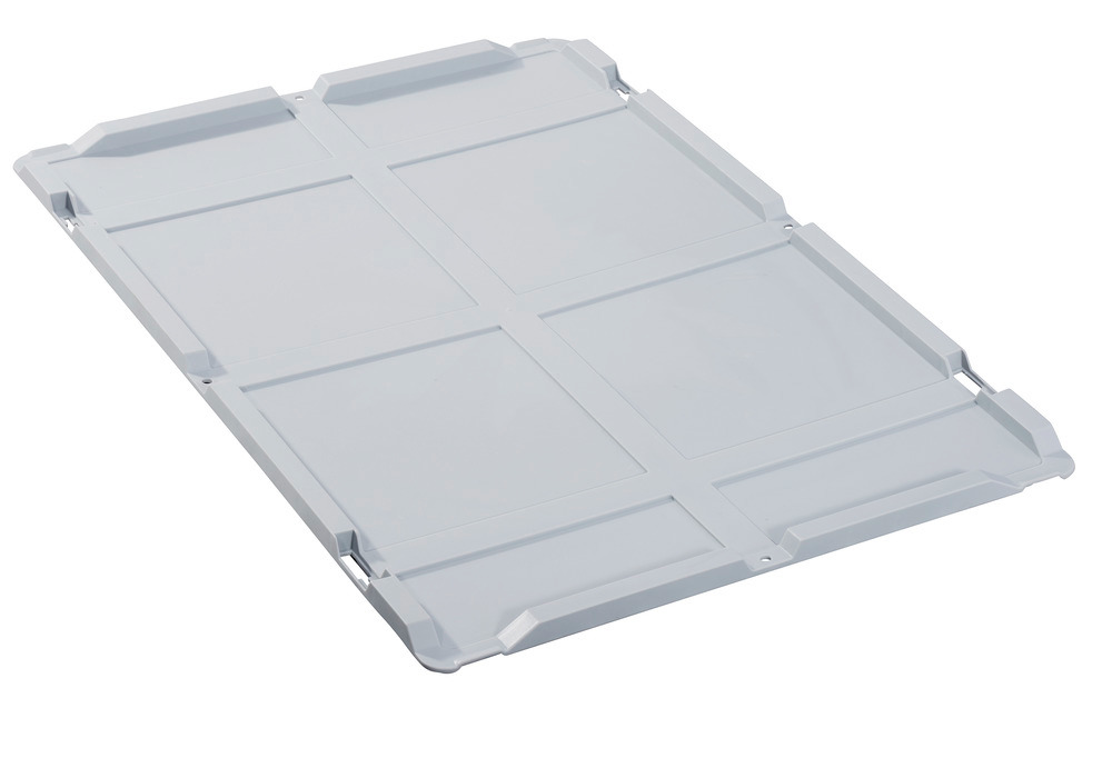Lid for Euro container classic-line B , no locks, PP, 600 x 400 x 14 mm, grey