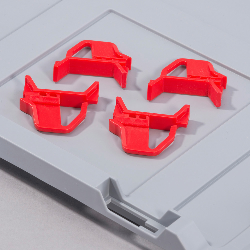 Skjutsnäpplås för eurobehållaren classic-line B, röda, 4-pack