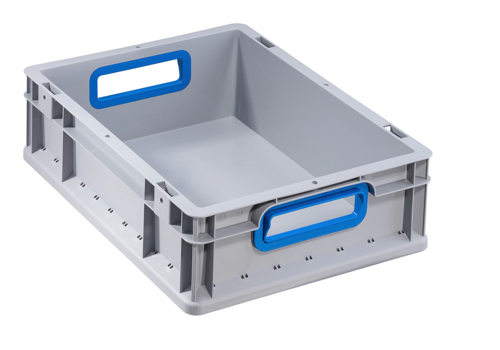 Euro stacking container classic-line B, blue handle opening, PP, 400 x 300 x 120 mm, Pk =16 pc.