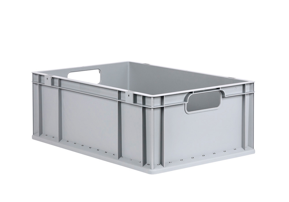 Euro stacking container classic-line B, grey handle opening, PP, 600 x 400 x 220 mm, Pk =4 pc.
