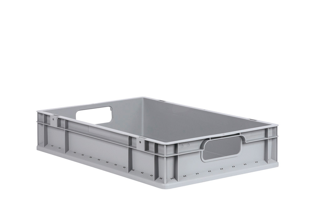 Euro stacking container classic-line B, grey handle opening, PP, 600 x 400 x 120 mm, Pk =8 pc.