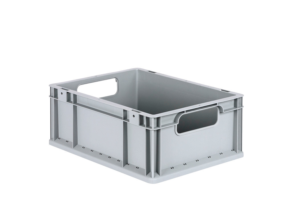 Euro stacking container classic-line B, grey handle opening, PP, 400 x 300 x 170 mm, Pk =10 pc.