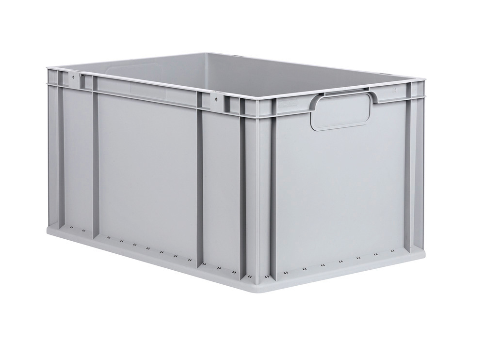Euro stacking container classic-line B, grey handles, PP, 600 x 400 x 320 mm, Pk =3 pc.