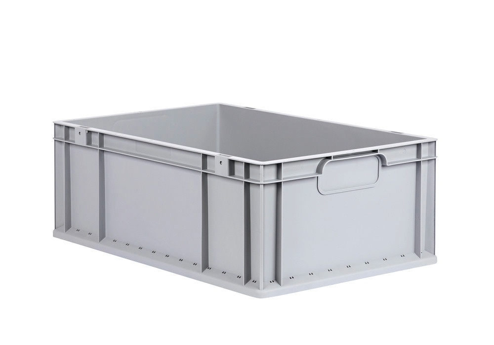 Euro stacking container classic-line B, grey handles, PP, 600 x 400 x 220 mm, Pk =4 pc.
