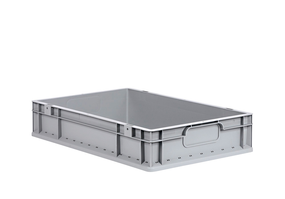 Euro stacking container classic-line B, grey handles, PP, 600 x 400 x 120 mm, Pk =8 pc.