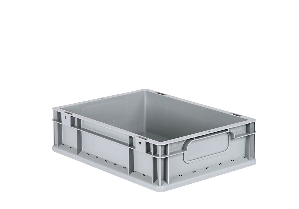 Euro stacking container classic-line B, grey handles, PP, 400 x 300 x 120 mm, Pk =16 pc.