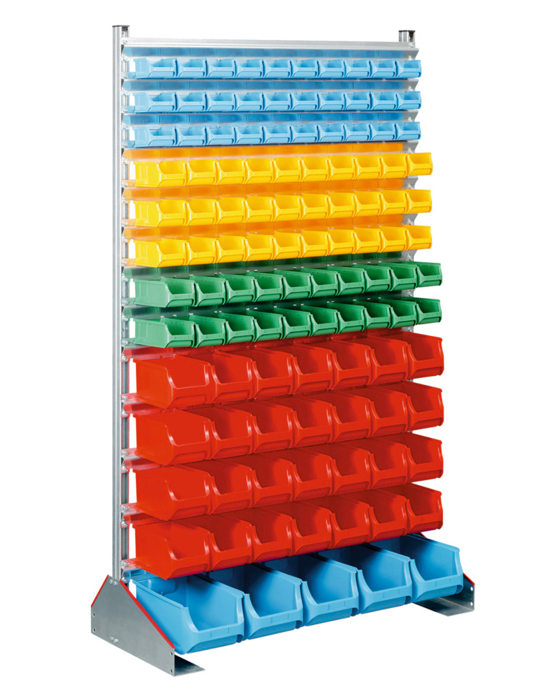 Rack, one side with 113 open-fronted storage bins pro-line A, height= 1900 mm