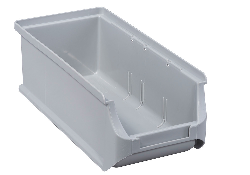 Open-fronted storage bins pro-line A2-L, PP, 100 x 215 x 75 mm, grey, Pack = 20 pcs.