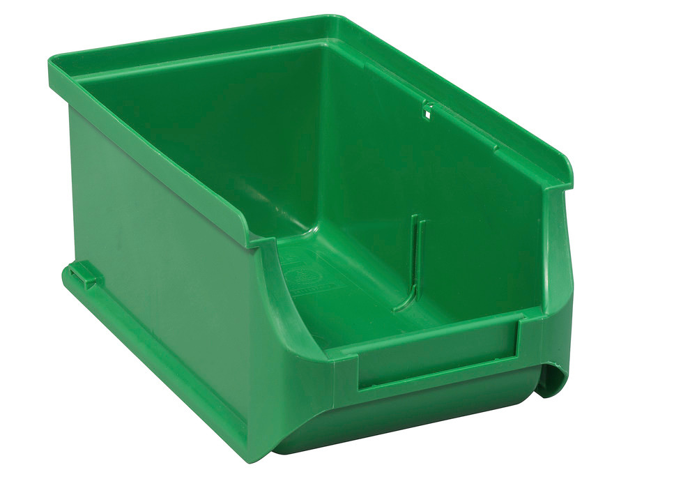 Open-fronted storage bins pro-line A2, PP, 100 x 160 x 75 mm, green, Pack = 24 pcs.