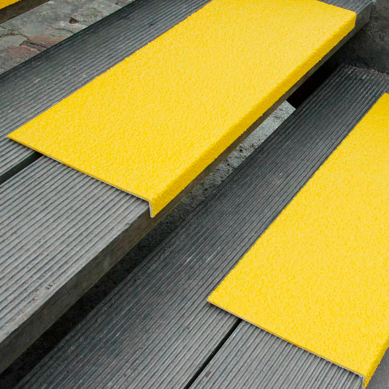 Perfil de borde antideslizante fibra de vidrio, extra resistente, amarillo, ancho 2500 mm