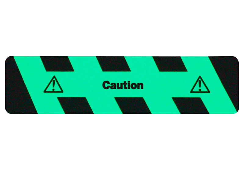 Tapis antidérapant m2, phosphorescent SG, "Caution"