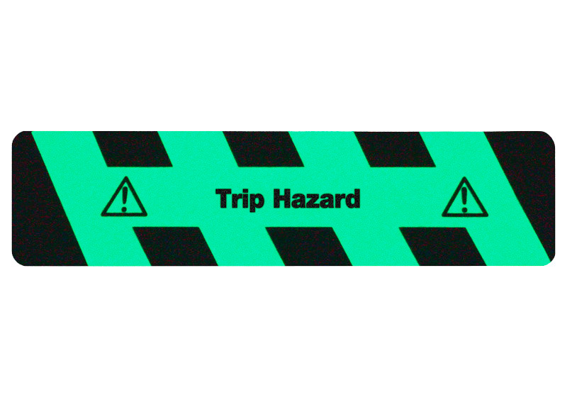 Superfície anti-derrapante, fluorescente preto/amarelo, "Trip Hazard"