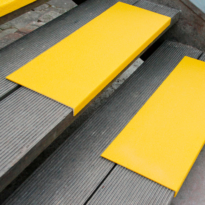 Perfil de borde antideslizante fibra de vidrio, medio, amarillo, ancho 2500 mm