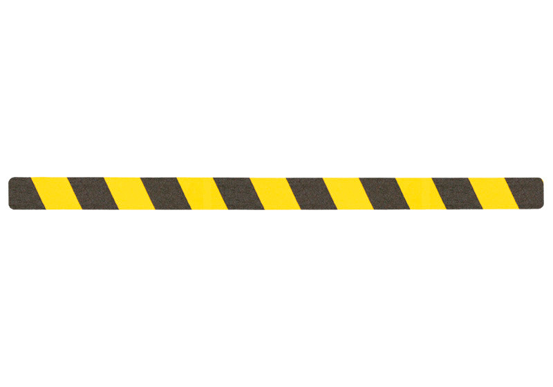 Sinalização de advertência antiderrapante, preto/amarelo, 50x800 mm, 10 unidades