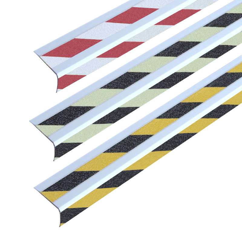 Perfil de borde para peldaño antideslizante, rojo/blanco, ancho 1000 mm