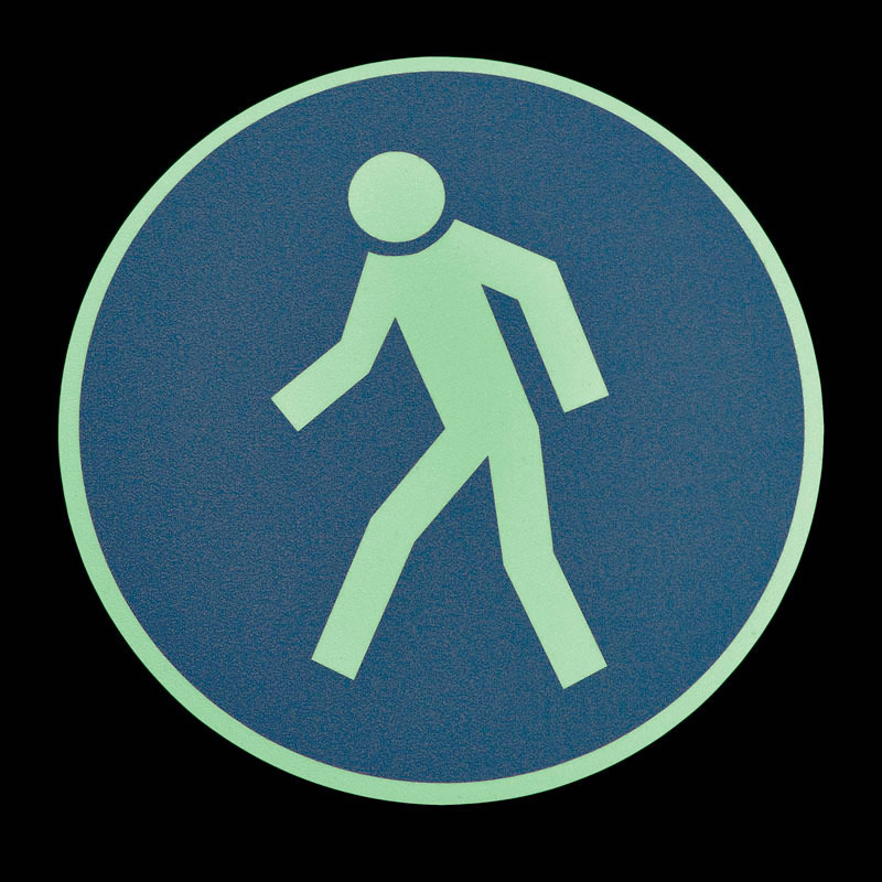 m2-Antirutschbelag™, Bodenmarkierungssymbol, nachleuchtend, "Für Fußgänger", Kreis 400 mm