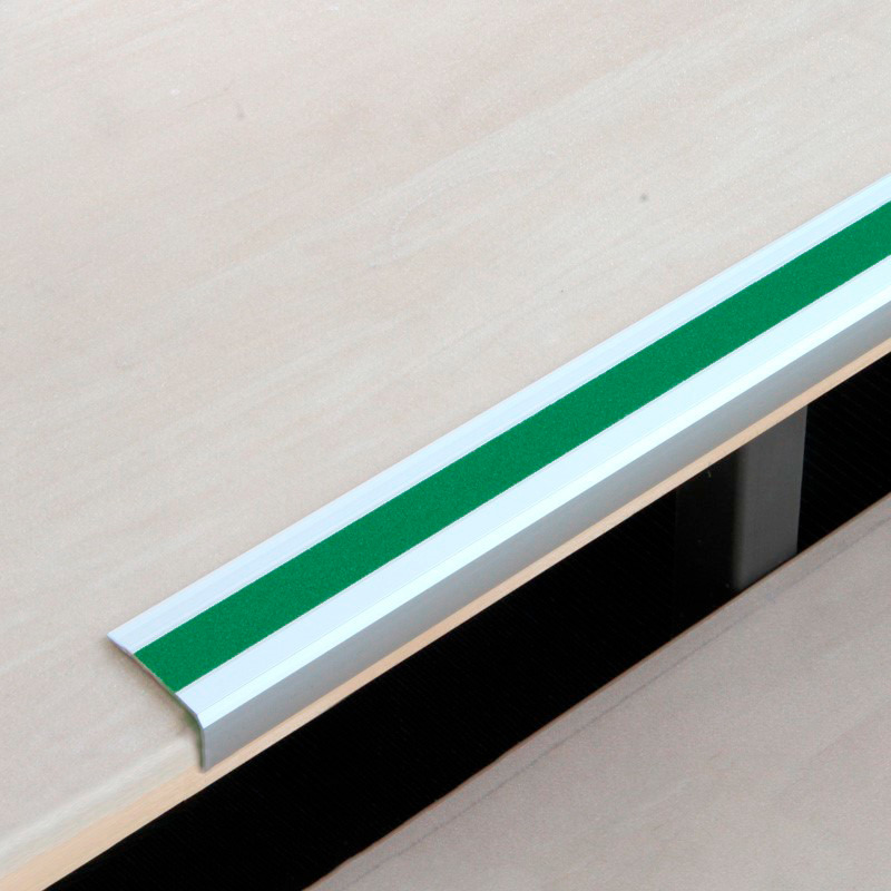 Krawędziowy schodowy profil antypoślizgowy, aluminium m2, Easy Clean, zielony, sz. 800 mm, grub. 4mm