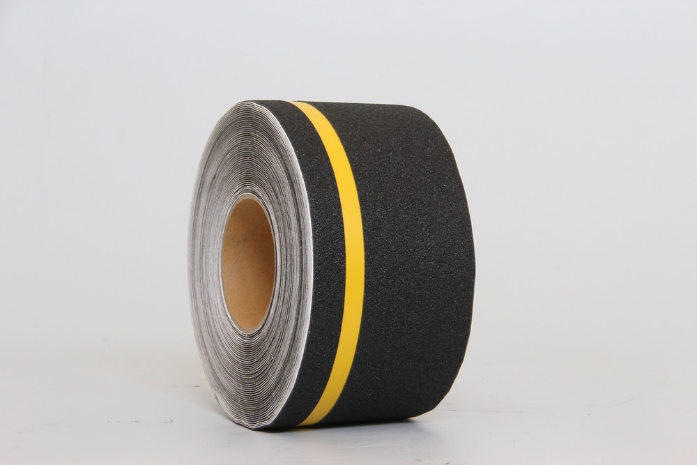 m2-csúszásgátló szalag™, multifunkciós, fekete, sárga csíkkal, tekercs, 100 mm x 18,3 m
