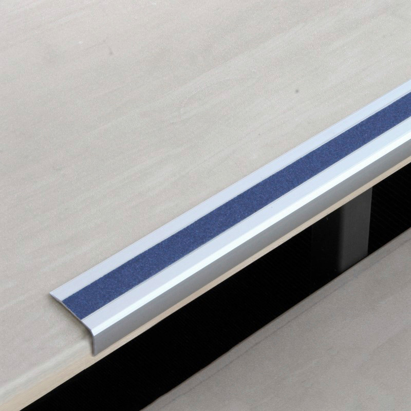 Nez de marche, aluminium m2, EasyClean, bleu, L = 610 mm, épaisseur = 4 mm