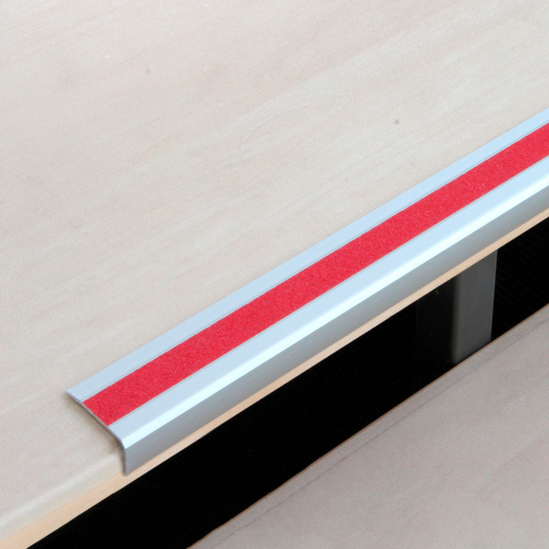 Perfil de borde de peldaño antideslizante, aluminio m2 Universal rojo, ancho 1000 mm, grosor 4 mm