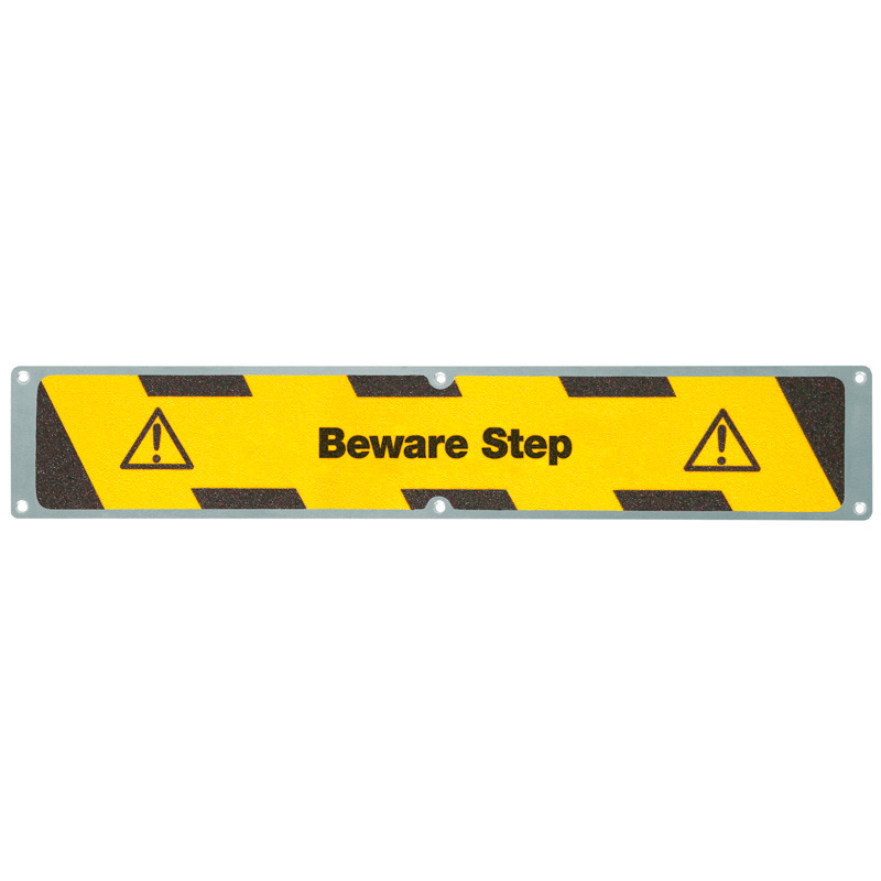 Antirutschplatte, Aluminium m2, "Beware Step", 635 x 114 mm