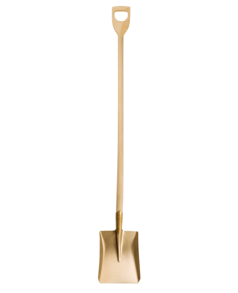 Scoop shovel with D handle, 240 x 290 x 1150mm, special bronze, spark-free, for Ex zones