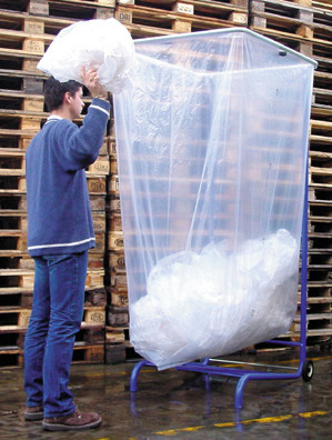 Soporte fijo para bolsas de basura de 1000, 1500 y 2000 litros, ajustable en anchura y altura