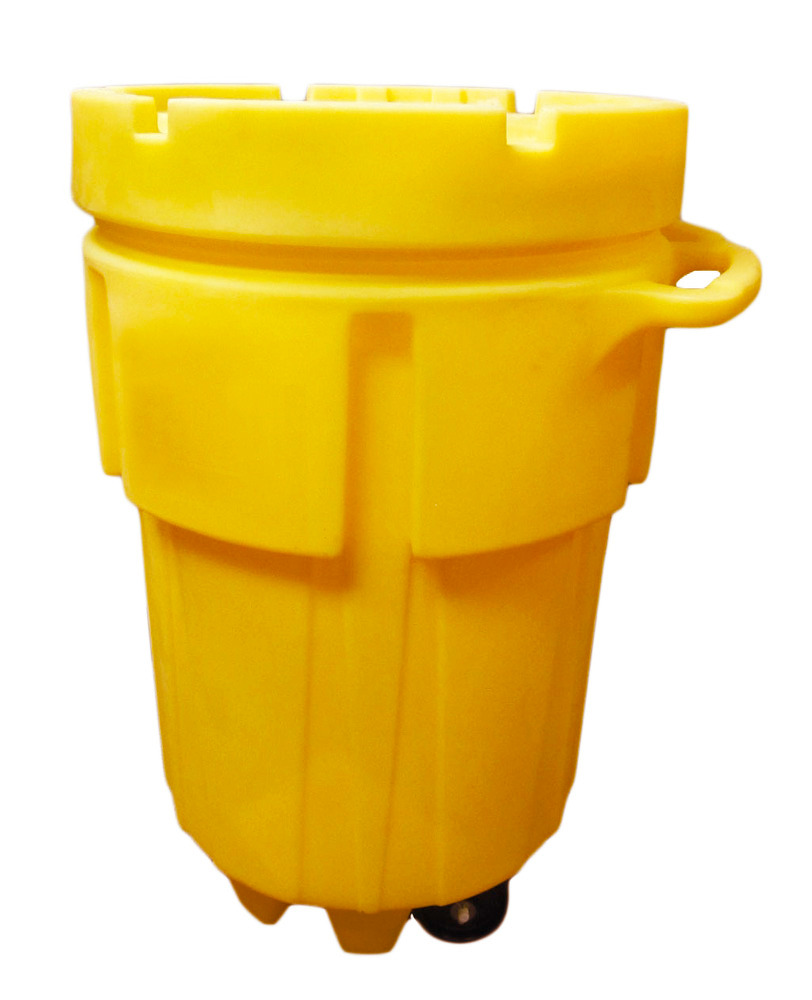 Bärgningsfat av polyeten (PE), med hjul, UN-godkännande och skruvlock, volym 360 liter