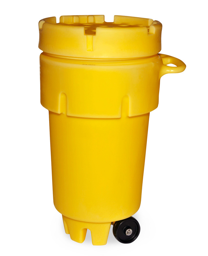 Drum overpack in polyethylene (PE), with castors, UN approval and screw lid, 189 litre volume