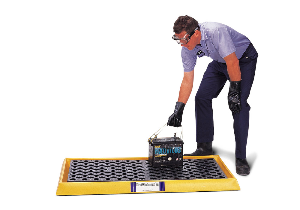 Lab Spill Tray Poly Construction Black Grating Low Profile 16.5