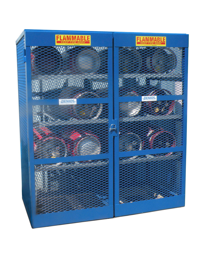Gas Bottle Storage Horizontal 16 Cylinders Lockable Cage Open