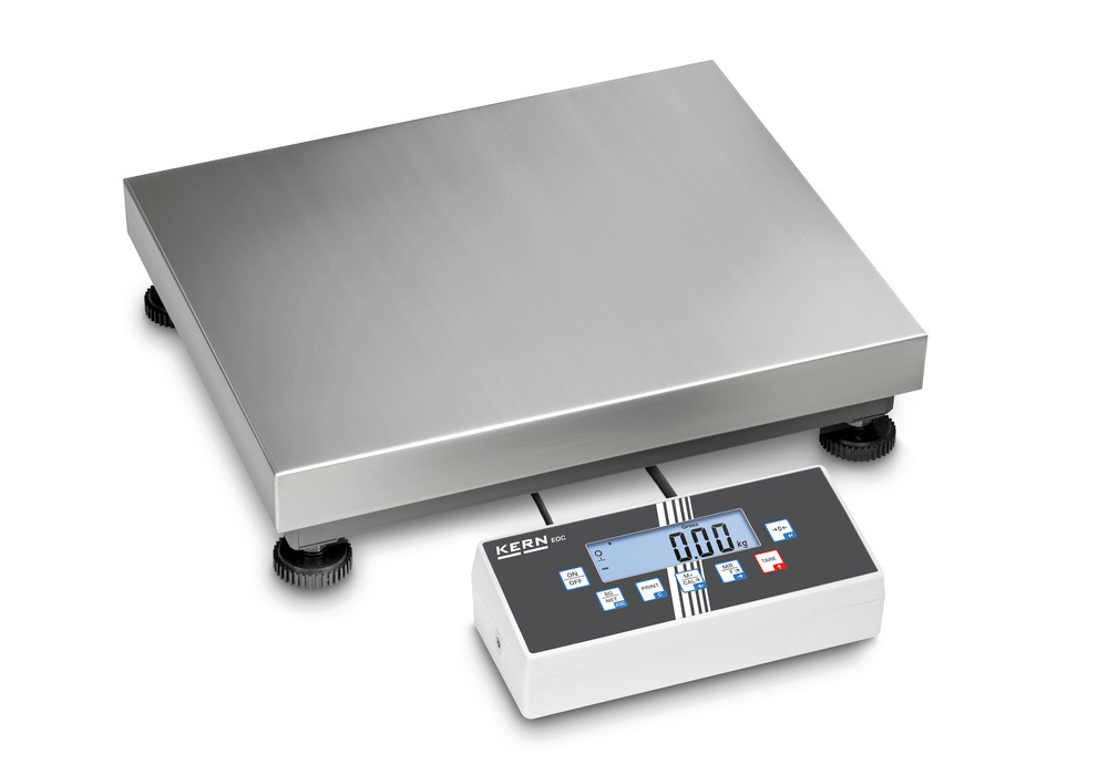 KERN two-range platform scale EOC, IP 65, up to 300 kg, weighing plate 600 x 500 mm