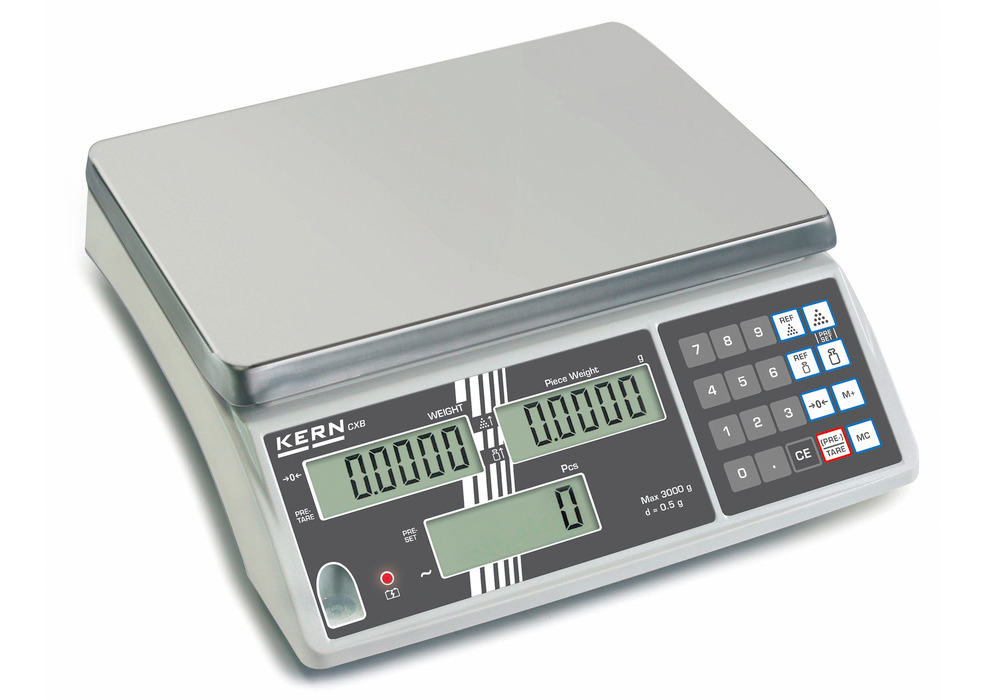 KERN counting scale CXB, verifiable, up to 3 kg, min. part weight 1.0 g/unit