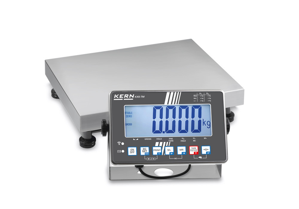 KERN st steel platform scale SXS, IP 68, verifiable, to 30 kg, weighing plate 500 x 400 mm